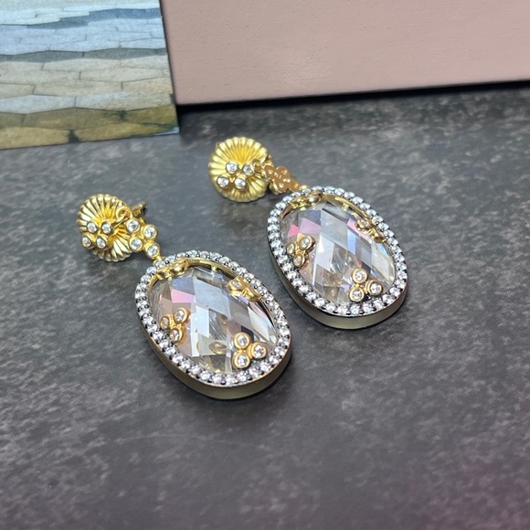 Freida Rothman Jewelry - Freida Rothman Gold and Silver CZ Earrings
